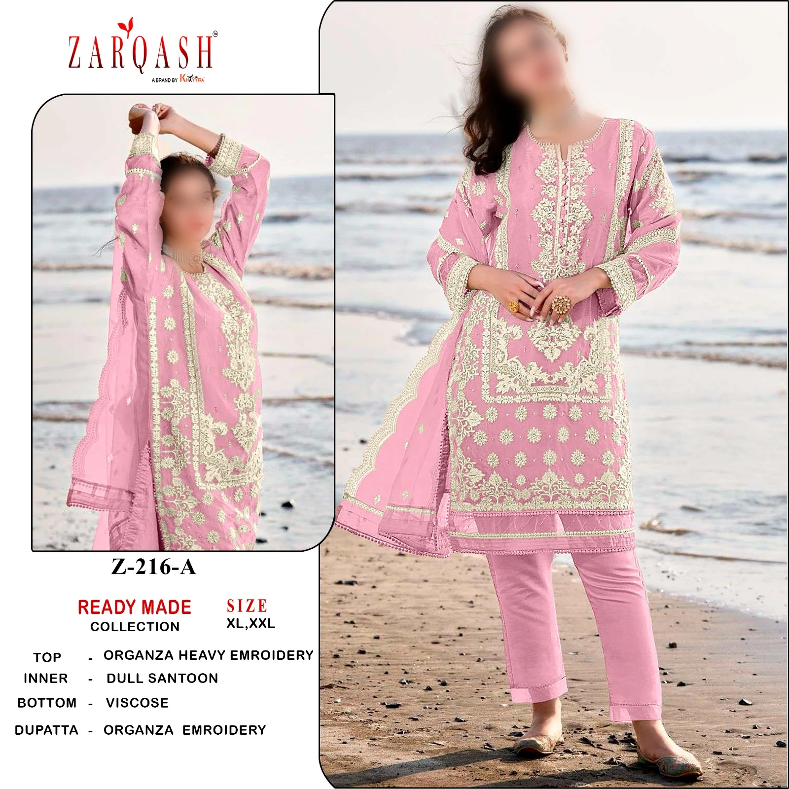 Zarqash D. No 216 Organza  Wholesale Pakistani Readymade Salwar Suit Catalog